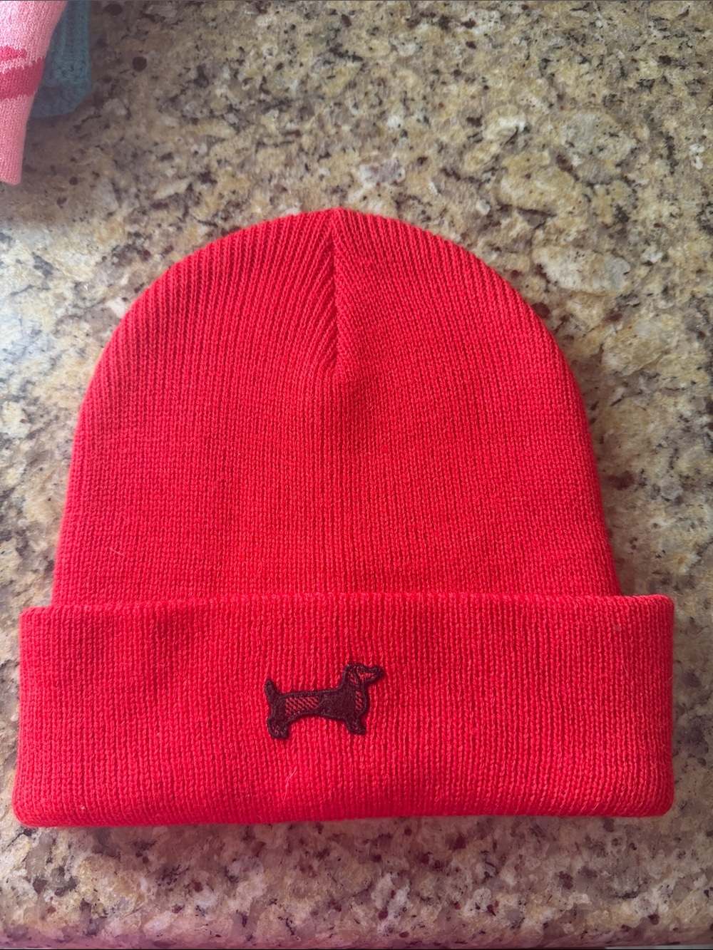 Victoria secret Red Beanie Hat with Dog Embroidery